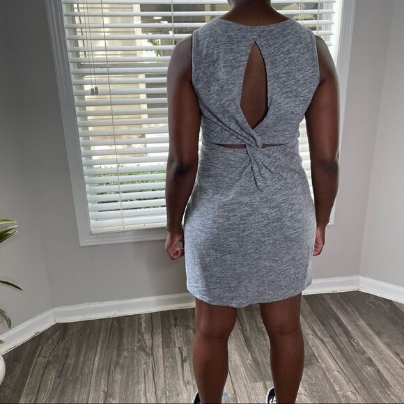 2/$20 American Eagle Heather Gray Knot Twist Cutout Back Mini Dress - Picture 5 of 13